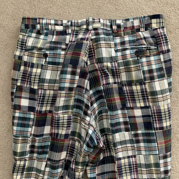 Jos A Bank Patchwork Pants Men's 38x30 (Fits 38x29) Madras Plaid Cotton Preppy - Picture 10 of 10